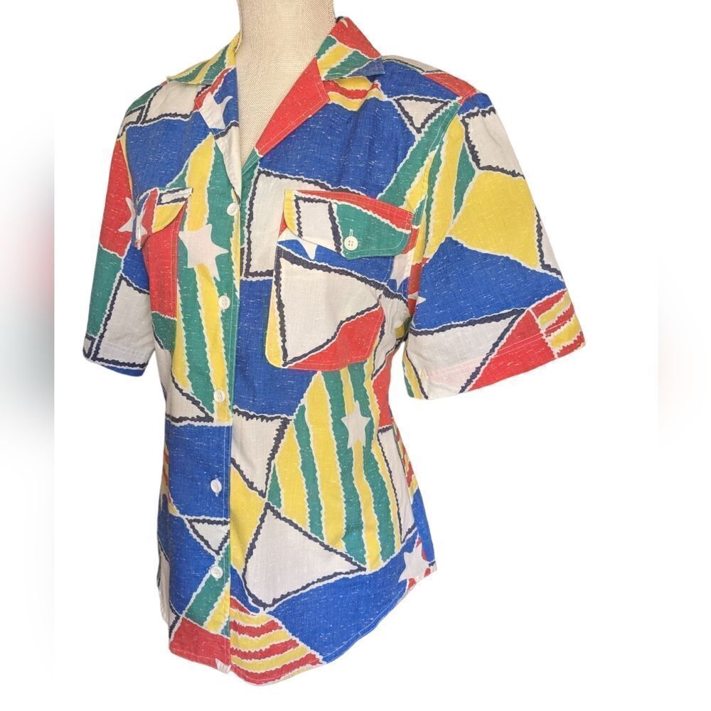 Lady Arrow vintage Rainbow abstract print top - Picture 3 of 6